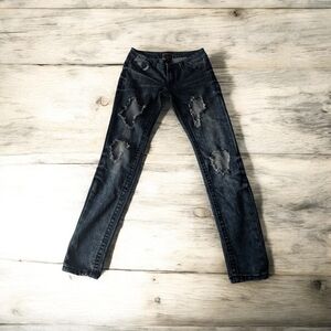 Almost Famous Dark Wash Ripped Skinny Jeans